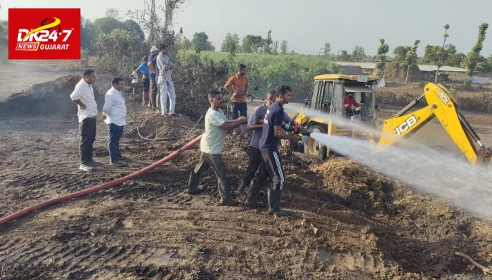 ઘંટોલીમાં બંધ કોલાના બગાસમાં આગ..