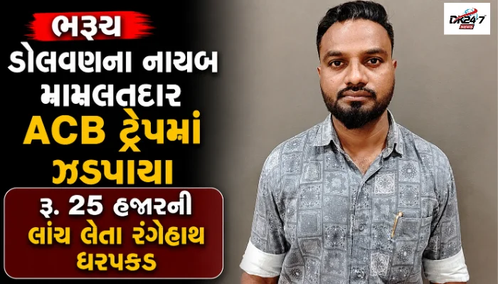 ડોલવણ મામલતદાર કચેરીના નાયબ મામલતદાર પાર્થેશકુમાર કટારા ACB ટ્રેપમાં રૂ. 25 હજારની લાંચ લેતા ઝડપાયા