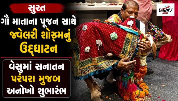 સુરત વેસુમાં ઈવી સિલ્વર જ્વેલરી શોરૂમનું ગૌ માતાના પૂજન અને વૈદિક મંત્રોચ્ચાર સાથે અનોખું ઉદ્ઘાટન